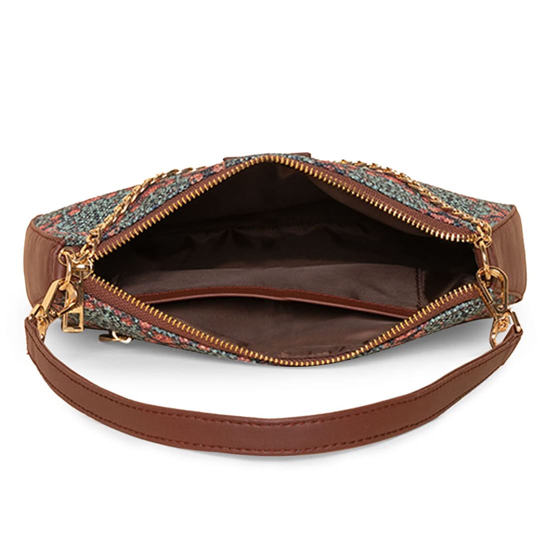 ZOUK Baguette Bag | Crossbody Bags for Women | Women's Handbags | Stylish Sling Bag for Woman | Vegan Leather Evening Bag | Travel & Office Use | Purse and Wallet | Kolkata Nouveau Print