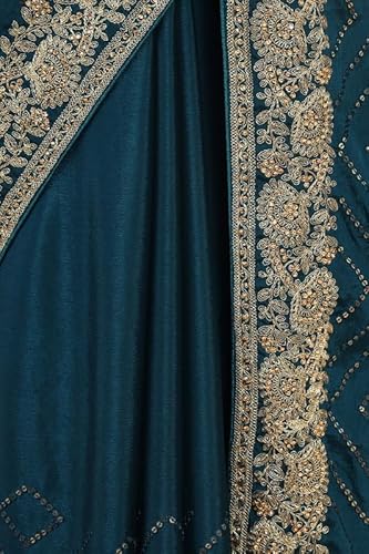 Soch Women Turquoise Solid Saree