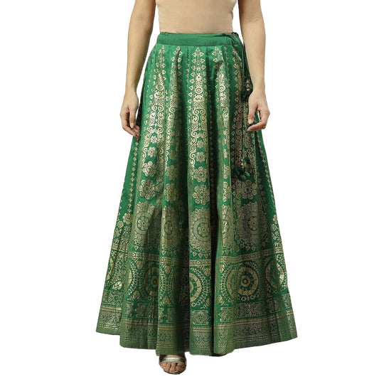 BIBA Women Printed Flared Mix and Match(SKIRTS/T18595_Green_L)