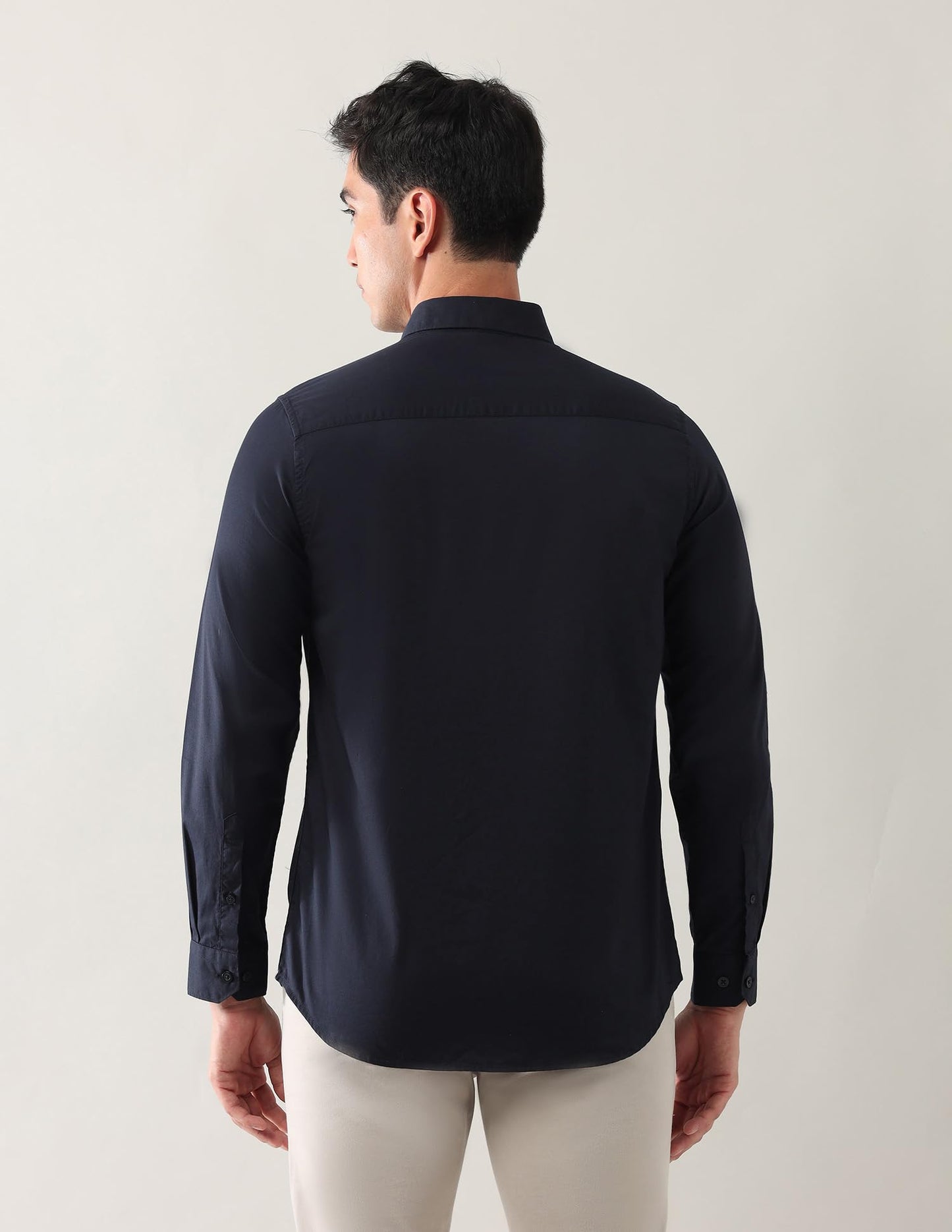 Arrow Sport Men's Solid Slim Fit Shirt (ASAJSH1645_Navy