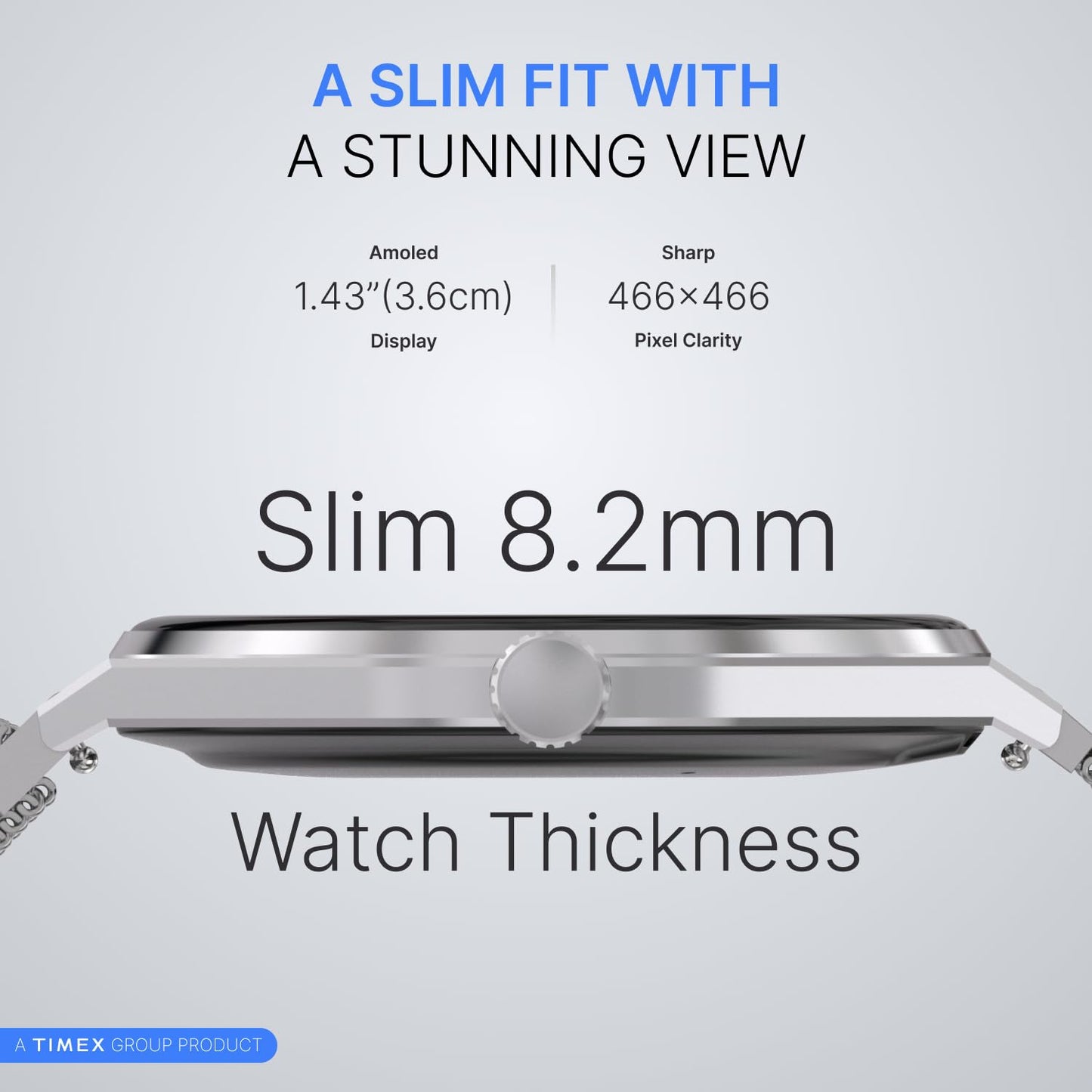 TIMEX Smart Neo 1.43"(3.6cm) AMOLED Display with BT Calling Smartwatch for Unisex - TWTXW1203T