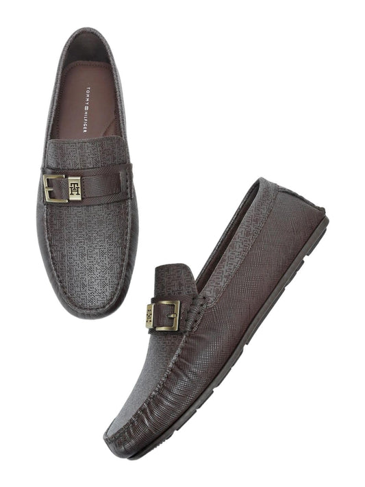 Logo Brown Leather Loafers