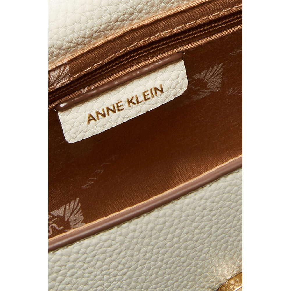 Anne Klein Faux Leather Button Closure Women's Satchel Bag (WHITE, XL)
