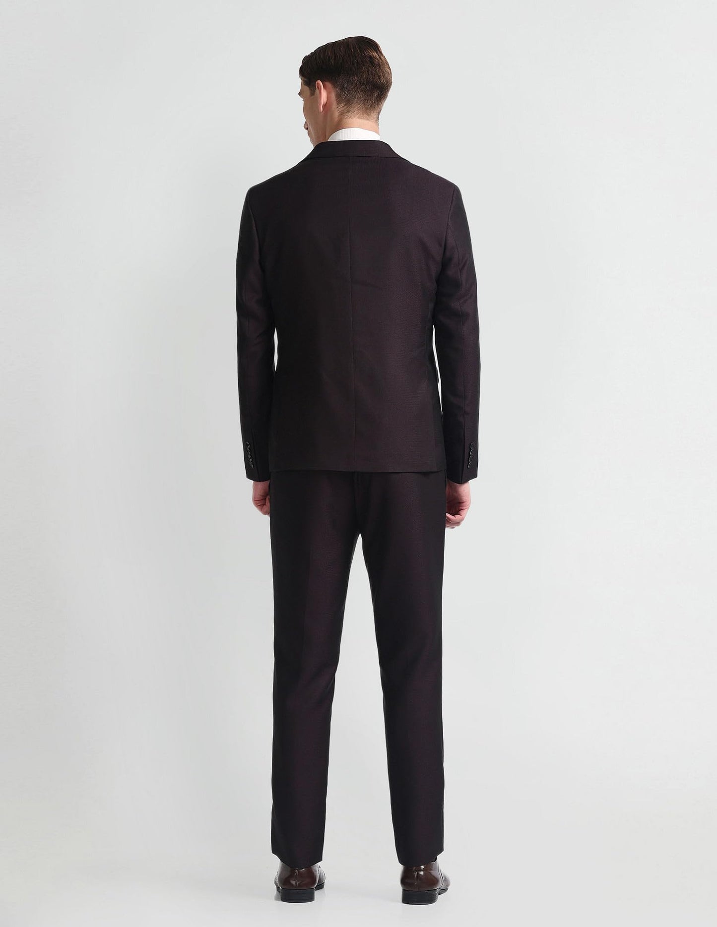 Arrow Men's Polyester Single Breasted Business Suit Pants Set (ARAHSU5558_Wine