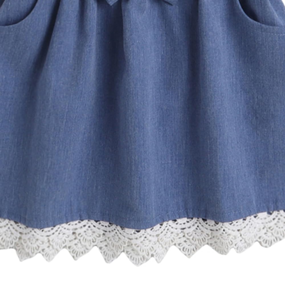 Hopscotch Girls Knee Length Casual Dresses In White Color For Ages 5-6 Years