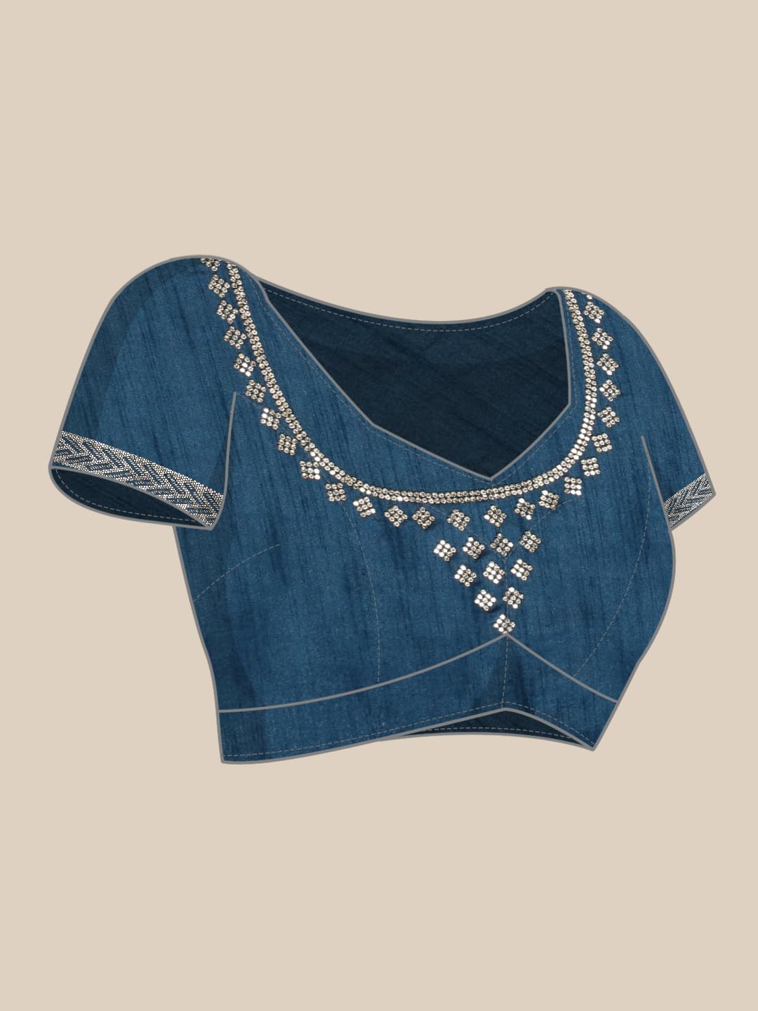 MOHEY Blue Organza EMBROIDERY|Cutdana|Printed|Stone Saree for Women