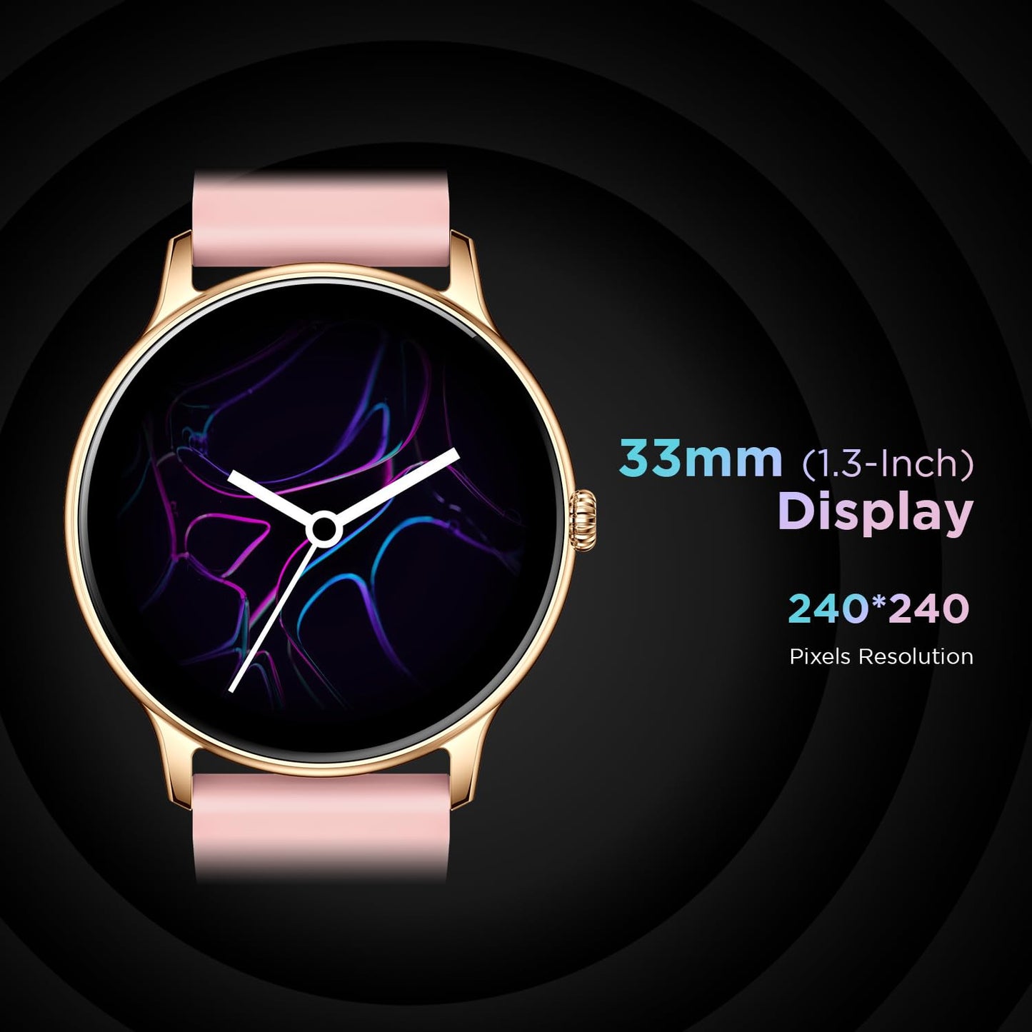 Fire-Boltt Phoenix Smart Watch with Bluetooth Calling 1.3,120+ Sports Modes, 240 * 240 PX High Res with SpO2, Heart Rate Monitoring & IP67 Rating (Gold Pink)