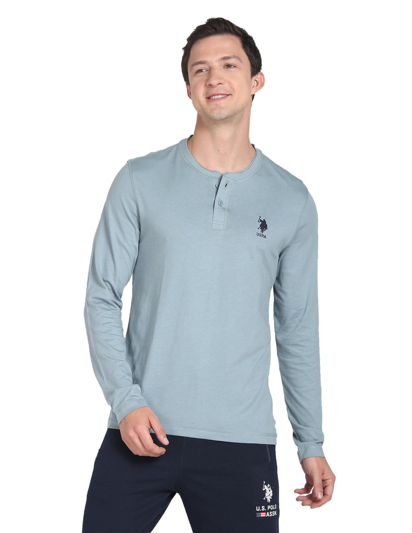 U.S. POLO ASSN. Men's Cotton Regular Fit T-Shirt (I694-Pl_Large,Lead, Grey