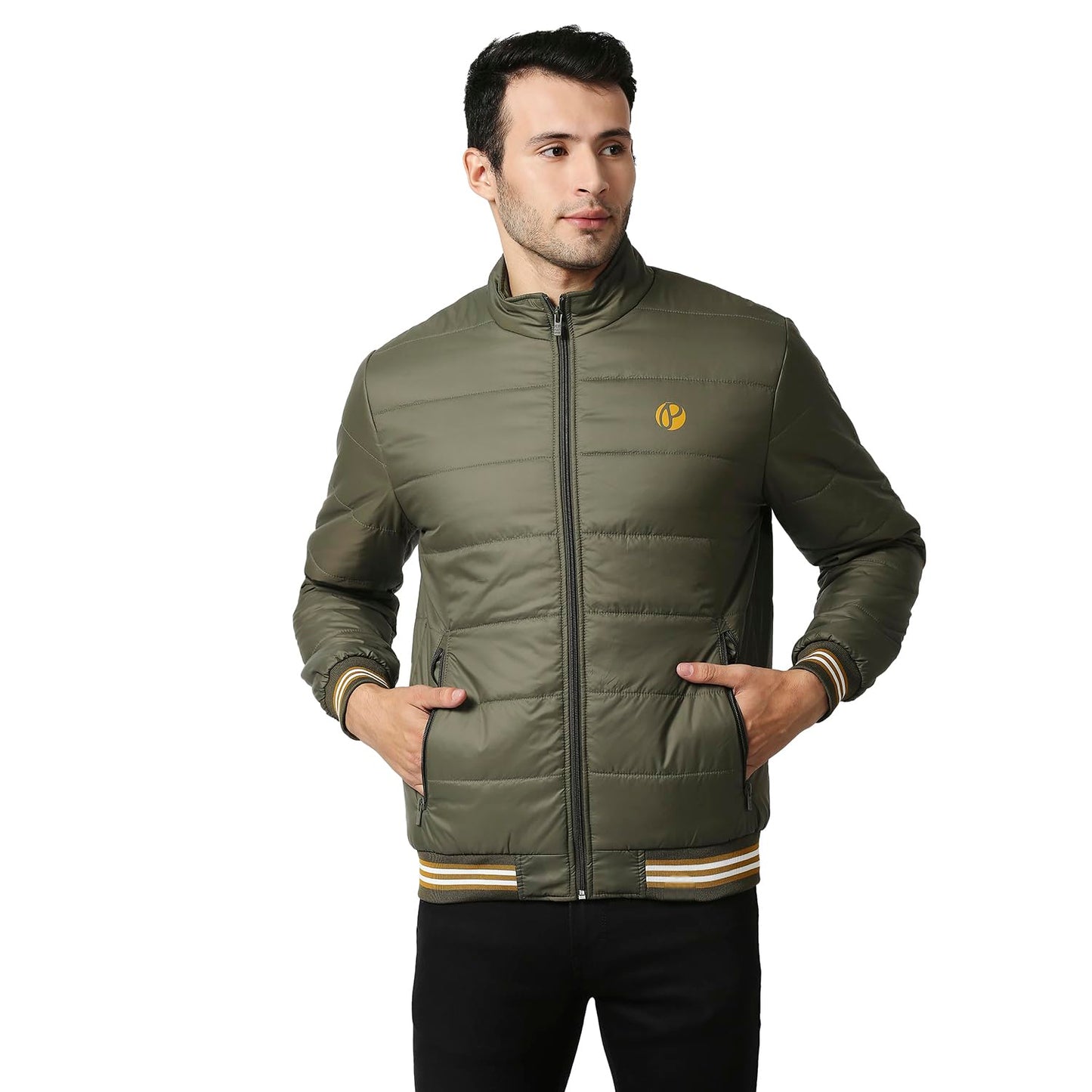 Pepe Jeans Men's Polyester A-Line Standard Length Coat (PM402730_Olive_M)