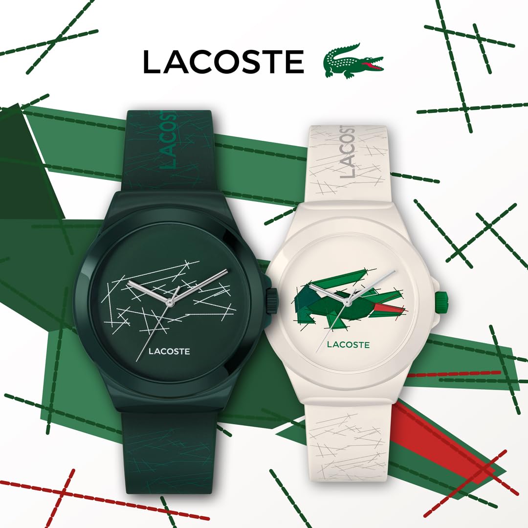 Lacoste Neocroc Qtz Basic Green Round Dial Men's Watch|Silicone Material|Multi Color Band - 2011391