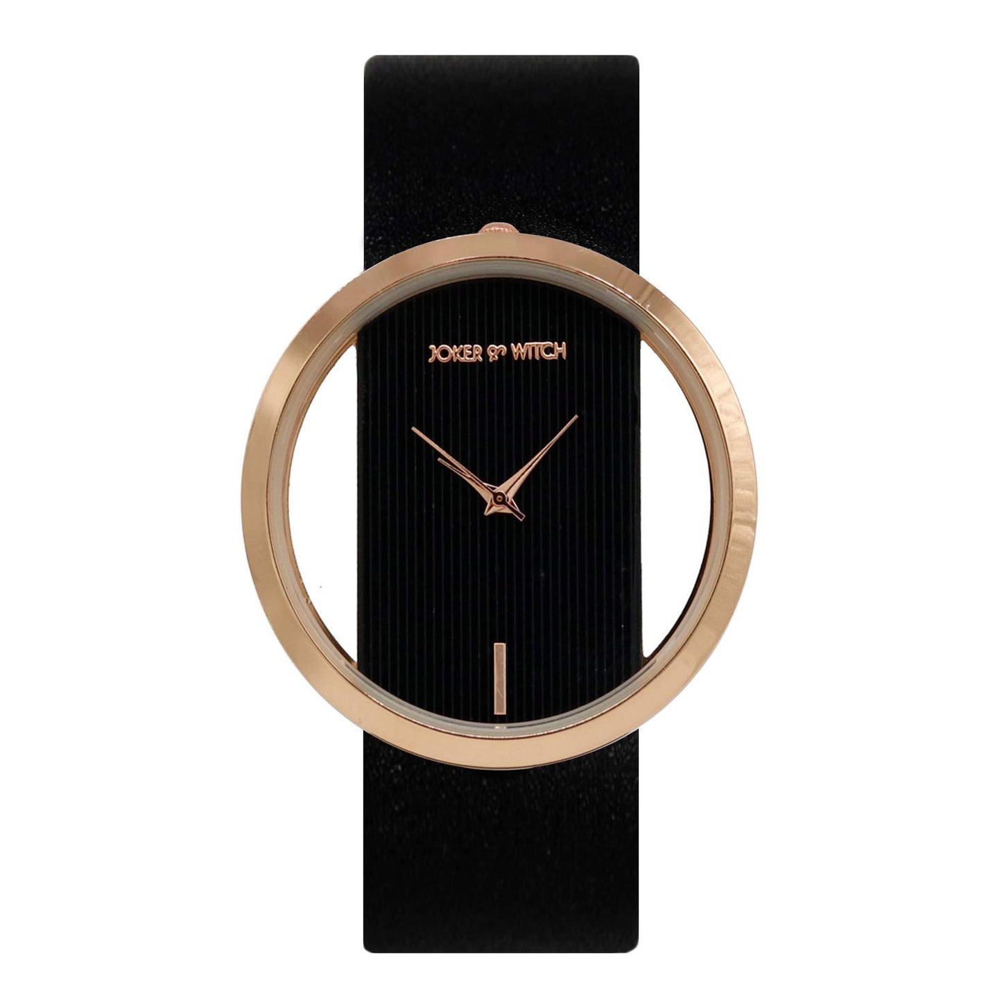 Joker & Witch Synthetic Aurora Rosegold And Black Dial Analog Watch Bracelet Set For Women, Black Band