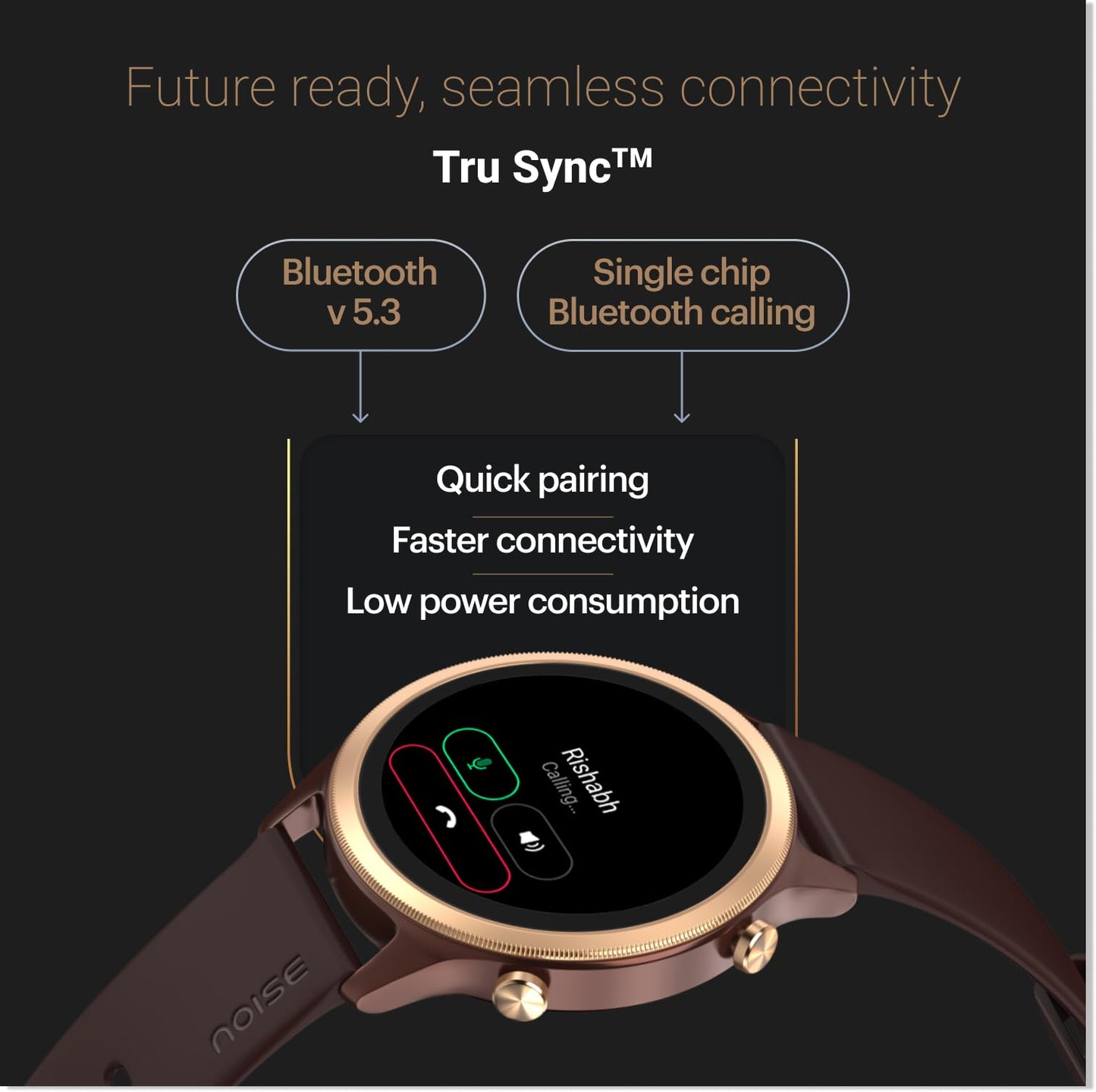 Noise Evolve 3 1.43" AMOLED Always on Display, BT Calling, Round Dial, Metallic Design Smart Watch for Man & Woman, Smart Gesture Control, 100 Sports Modes (Vinatge Brown)