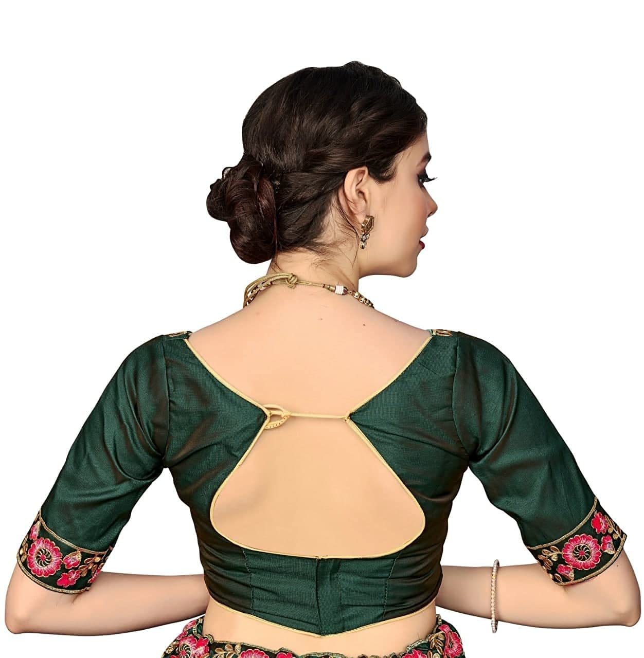 SAFERSKY Women's Semi stitched Heavy Embroidery Work Lehenga Choli Green & Light Pink Free Size