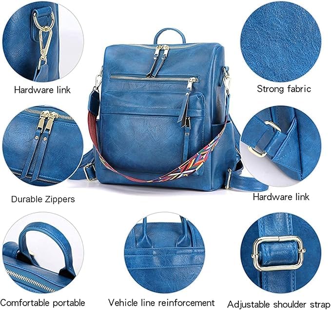 TrueArch Premium Leatherate Drycoat Convertible Practical Solutions Backpacks Designed to Enhance Your Daily Adventures (Blue)