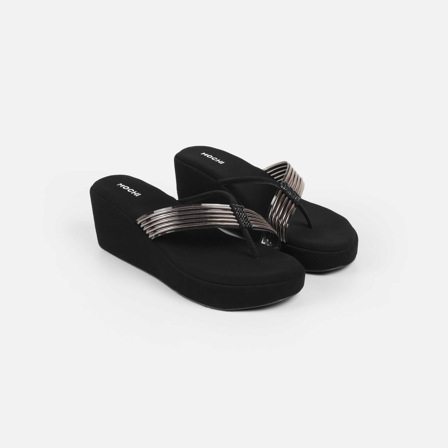 Mochi Women's Open Casual - Slippers with Black Platforms UK/3 EU/36(34-418)