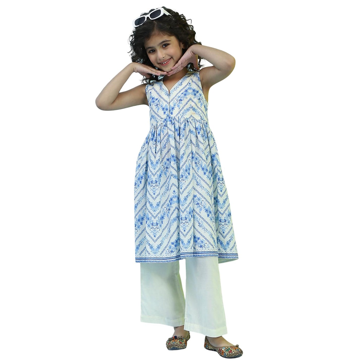 Biba Girl's Cotton Kurta, Bottom (KWPLMP6437SS25CRM_Cream