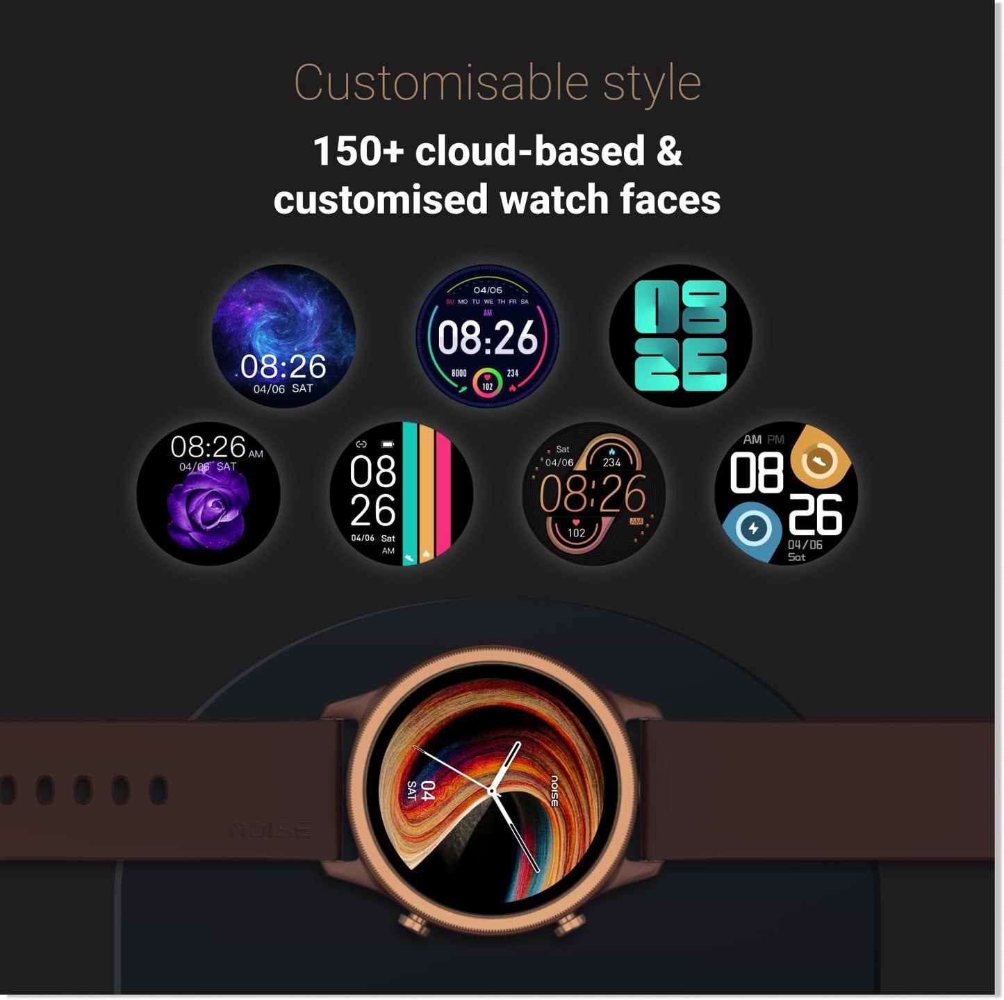 Noise Evolve 3 1.43" AMOLED Always on Display, BT Calling, Round Dial, Metallic Design Smart Watch for Man & Woman, Smart Gesture Control, 100 Sports Modes (Vinatge Brown)