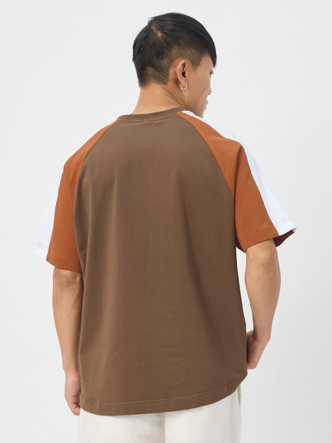 The Souled Store Originals : Racer Brown Mens and Boys Oversize Fit Half Sleeves Cotton T-Shirt