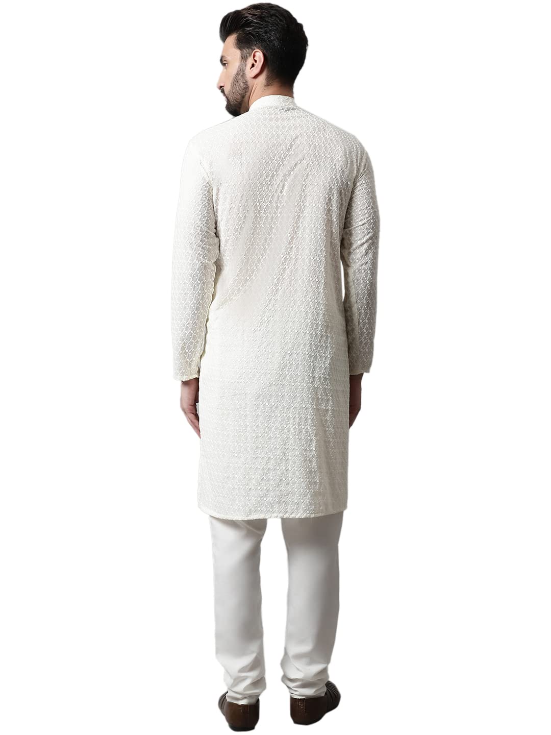 Jompers Men Embroidered Kurta with Churidar (Cream, M)