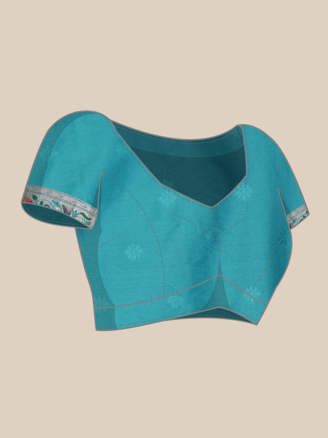 Pandadi Saree Women's Paithani Silk Saree With Blouse Piece (371PS1_Blue)