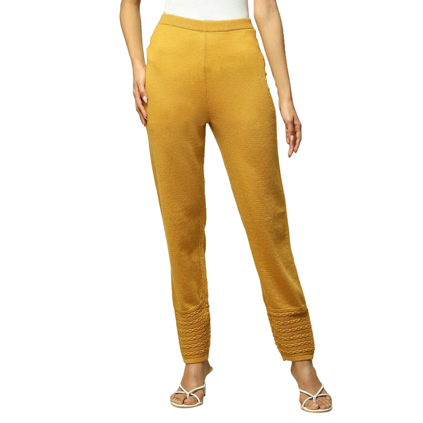 Rangriti Women's Straight Pants (WNTRWR18906AW23MUST_Yellow