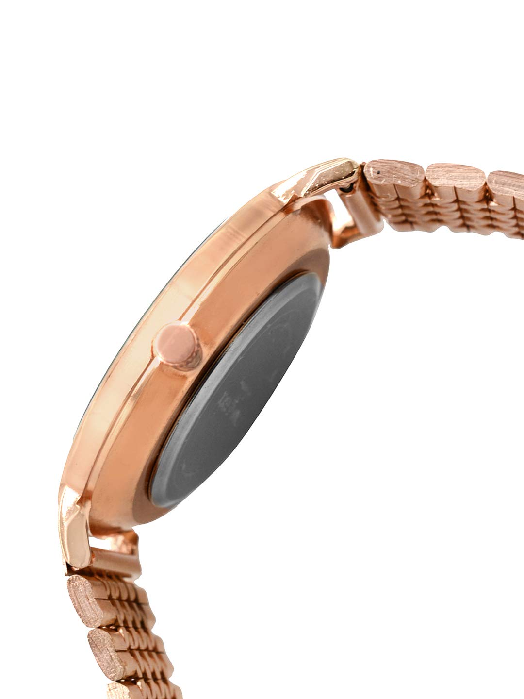 Joker & Witch Stainless Steel Women Sparks Fly Analog Watch Bracelet Stack (Rose Gold), Black Dial, Rose Gold Band