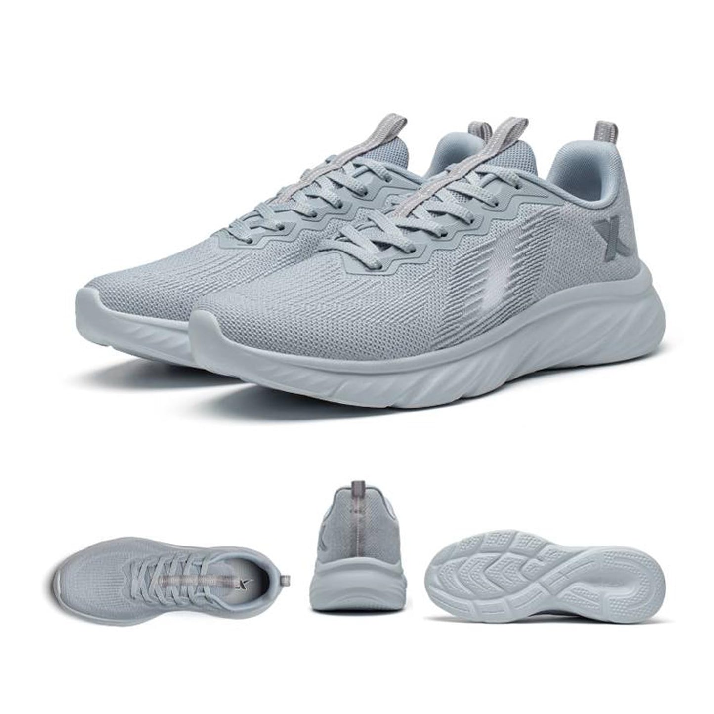 XTEP Running Shoes for Men Mass Life Series Lightweight Lace Up Comfortable Shoes(Eco Grey,Size 6)