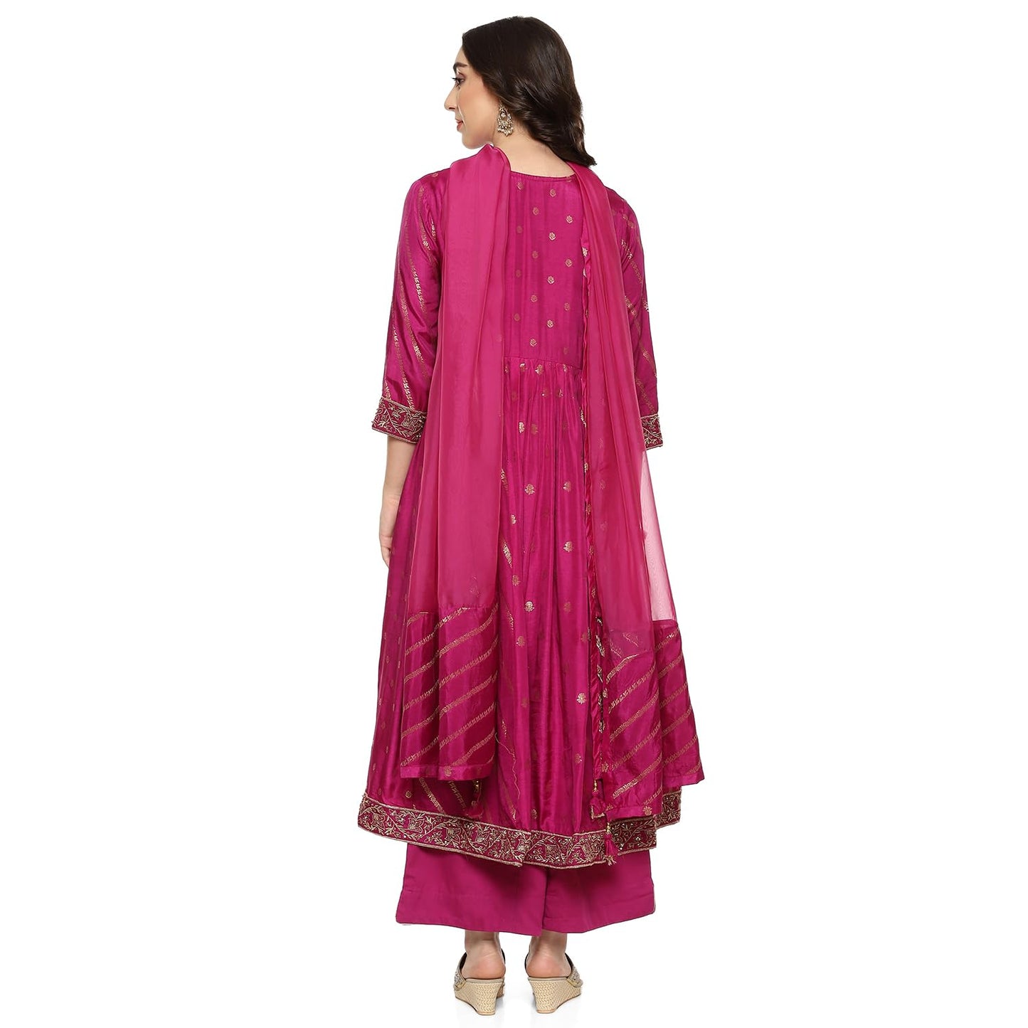 BIBA Women Viscose Anarkali Suit Set(SKDTHE GOLD8966_Magenta_L) (SKDTHEGOLD8966AW23MGT