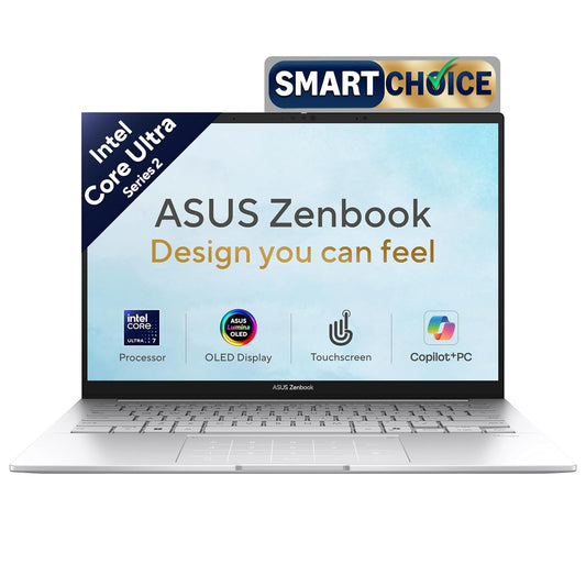 ASUS Zenbook 14 (2026),Smartchoice,Intel Core Ultra 7 255H,32GB RAM,1TB SSD,OLED,Touchscreen,14"(35.5 cm),Win 11,M365 Basic(1Y)* Office 24,Foggy Silver,1.28 Kg,UX3405CA-QL1112WS,Thin & Light Laptop