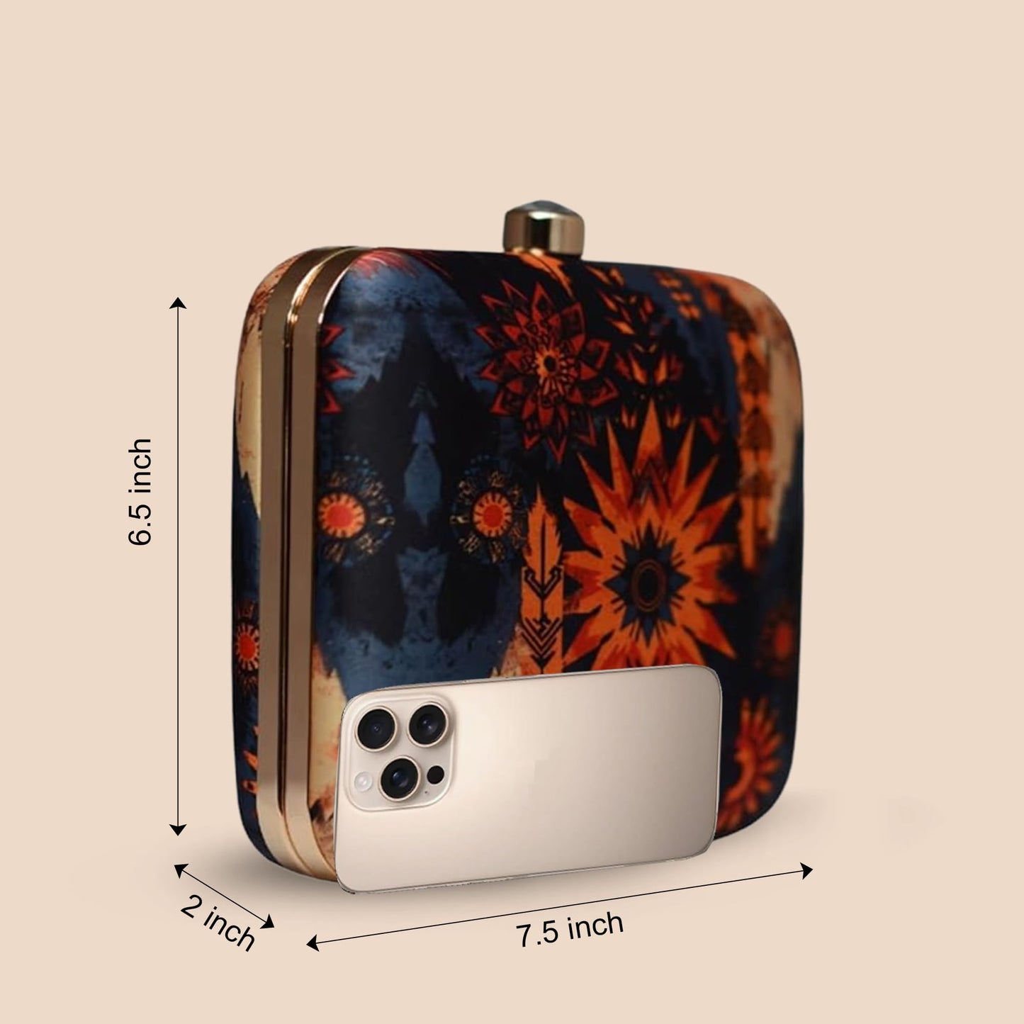 Artklim Design Art Printed And Multi Colour Clutch Bag For Women With Detachable Strap
