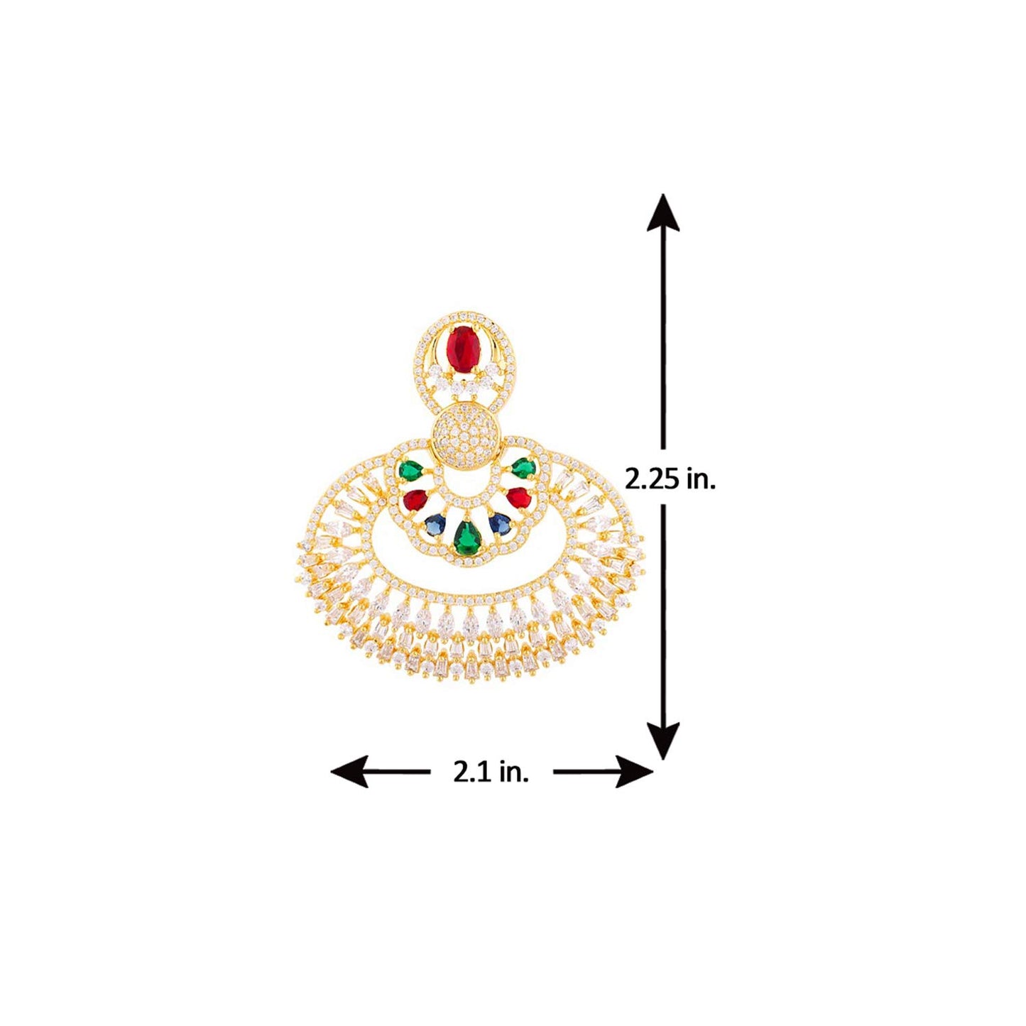 Voylla Coloured American Diamond CZ Gems Embellished Earrings