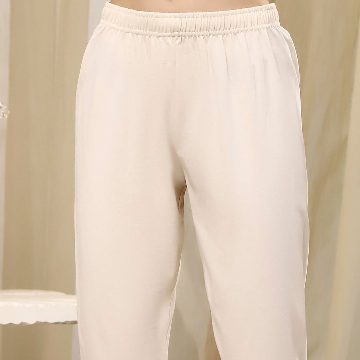 Biba Women's Poly Chanderi Kurta Set (SKDASRT7716ESS25OWHT_Off White