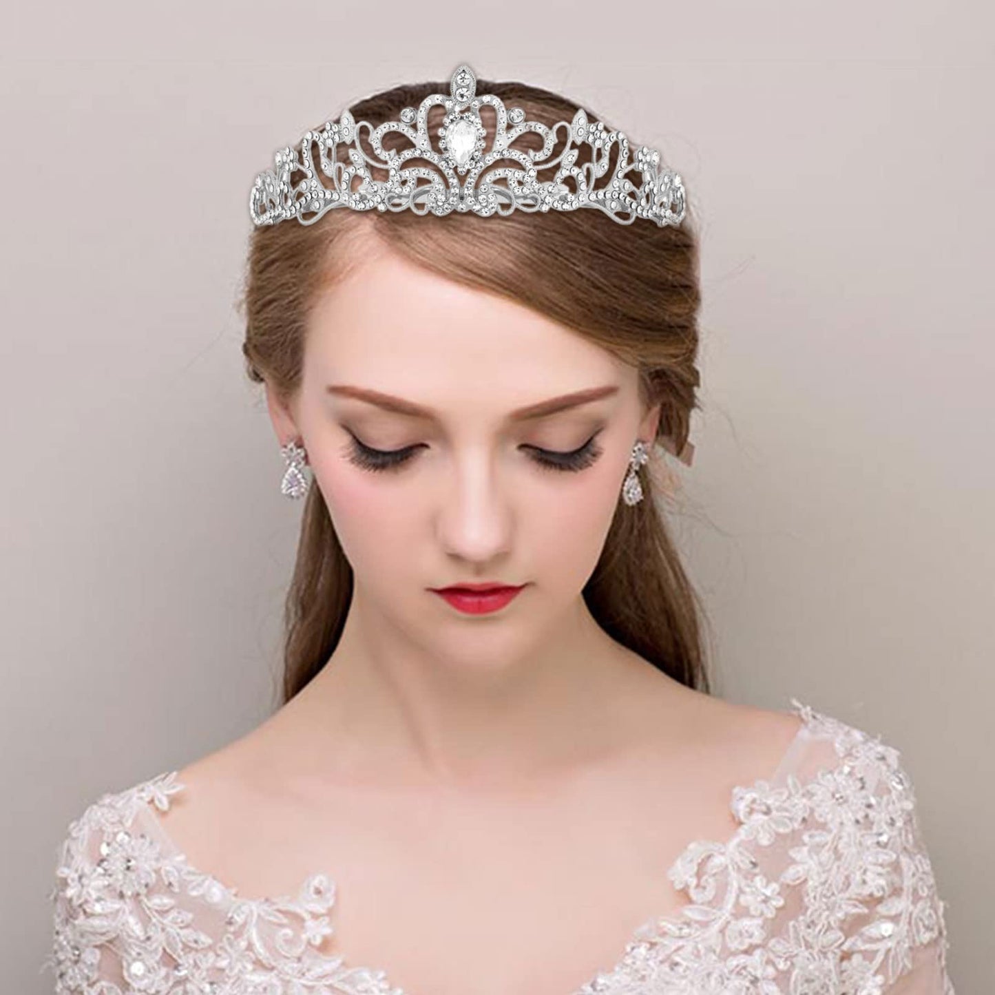 MIVAIUN Silver Crystal Tiara Crowns Tiara Crown Crystal Crown Rhinestone with Comb Wedding Bridal Rhinestone Crown Bridal Wedding Prom Birthday Tiara Cosplay Party Costumes for Women Girls, 18CM,