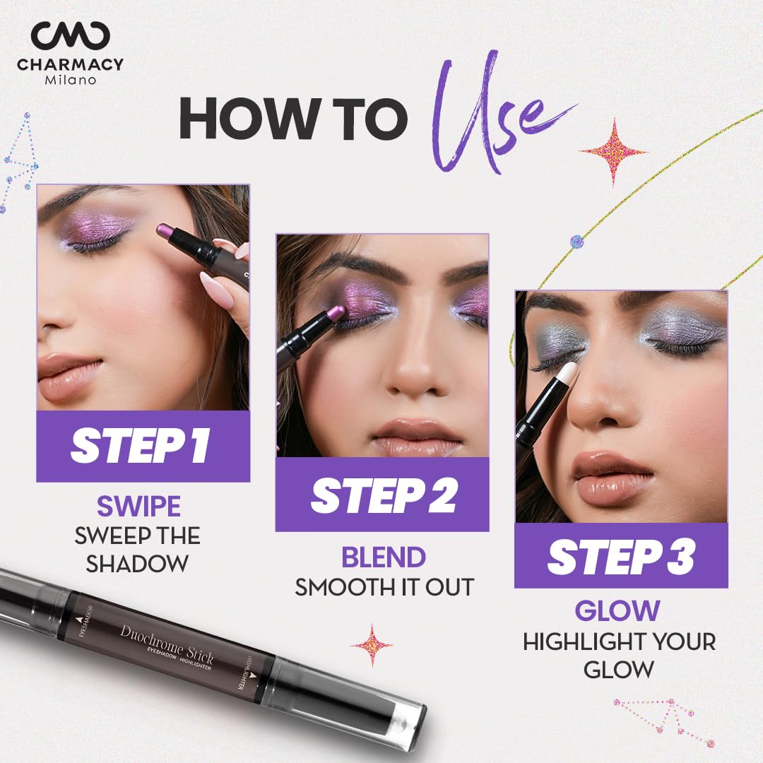 Charmacy Milano Zodiac Eyeshadow Stick - #906 Gemini, Dual-Ended, Highly Pigmented & Duochrome Eyeshadow, Enriched with Cacao Seed Butter, 1.8 Gms