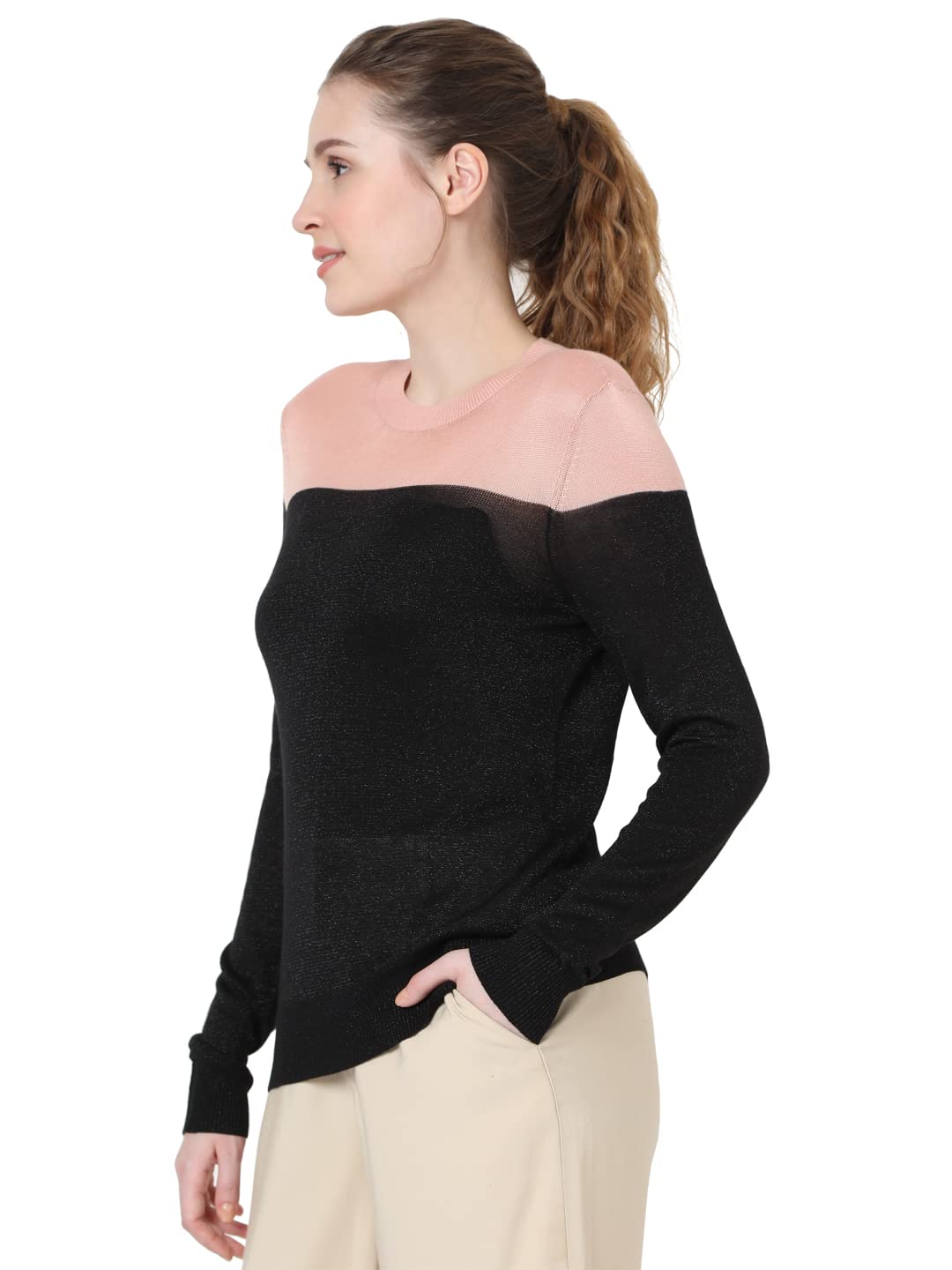 VERO MODA Women's Casual Viscose Sweater (1248129_Black_S)