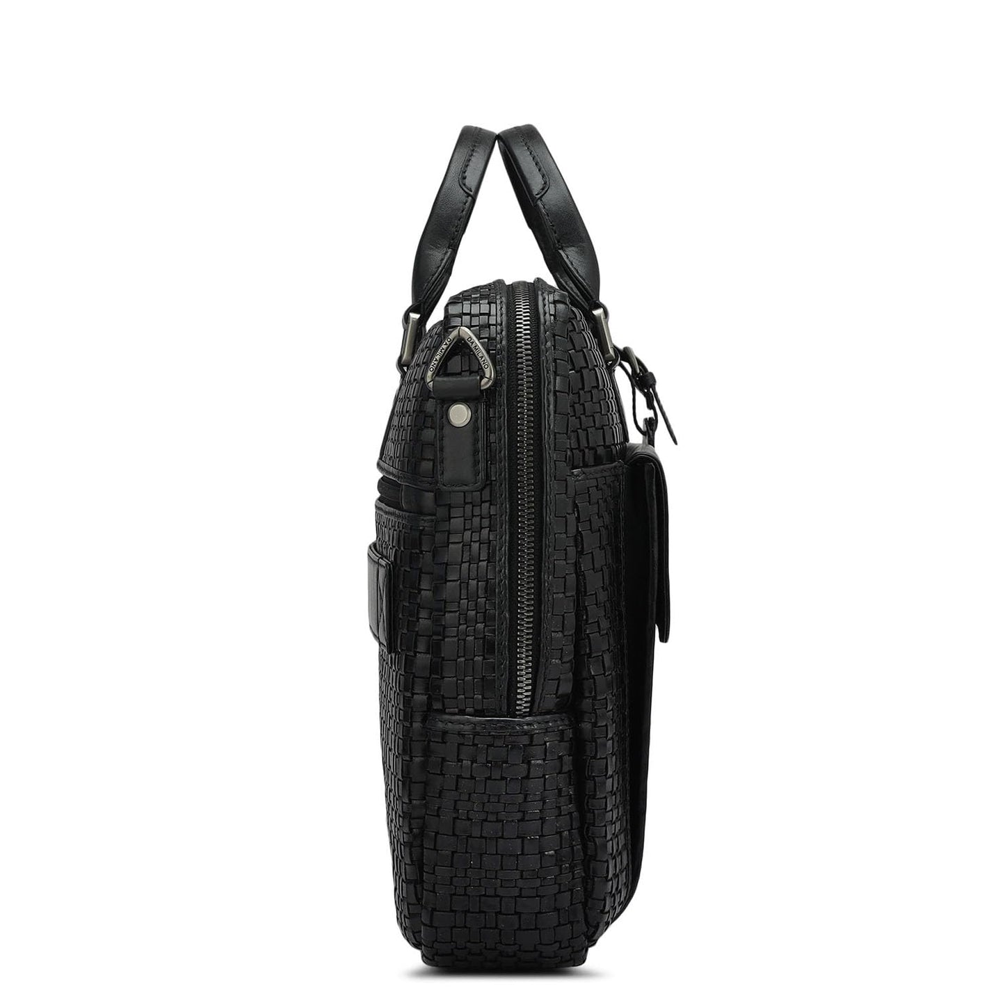 Da Milano Leather Laptop Bag for Men & for Women - Fits Upto 14" Laptop - Black