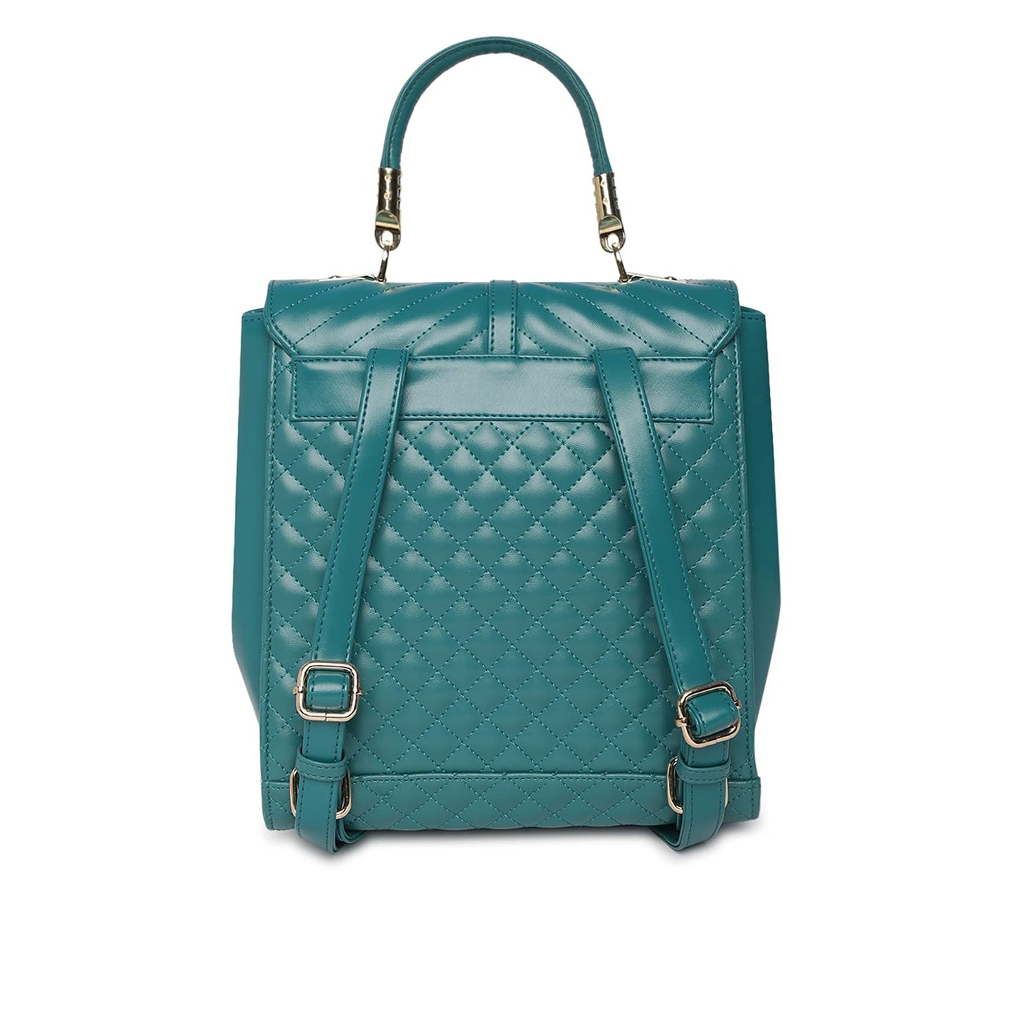 KLEIO Quilted Elegant Unisex Backpack (Olive Green) with Adjustable Shoulder Straps & Small Top Handle | Spacious Bag for Work with Flap and Button Closure & Small interior Pockets