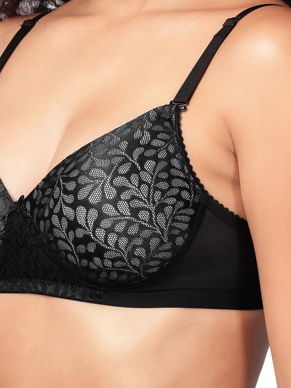 Clovia Women's Lace Padded Non-Wired Full Coverage Multiway Bra (BR2332C13_Black_40B)