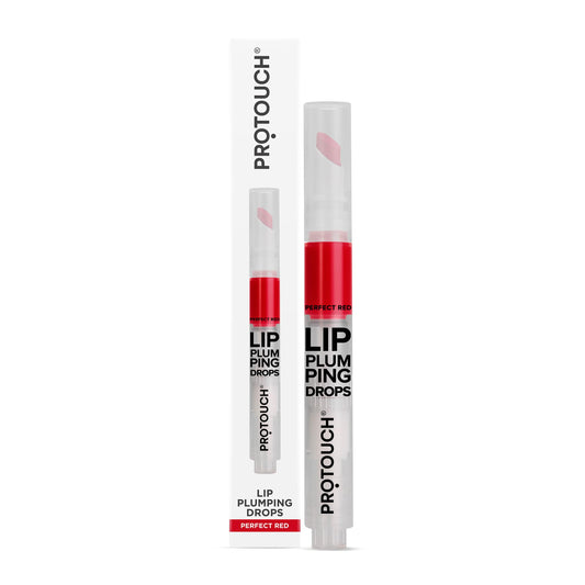 PROTOUCH Glossy Lip Plumping Drops - Volumizing Lip Gloss With 8-Hour Plumping Effect - Vegan Formula With Caffeine & Grape Seed Extract - Perfect Red