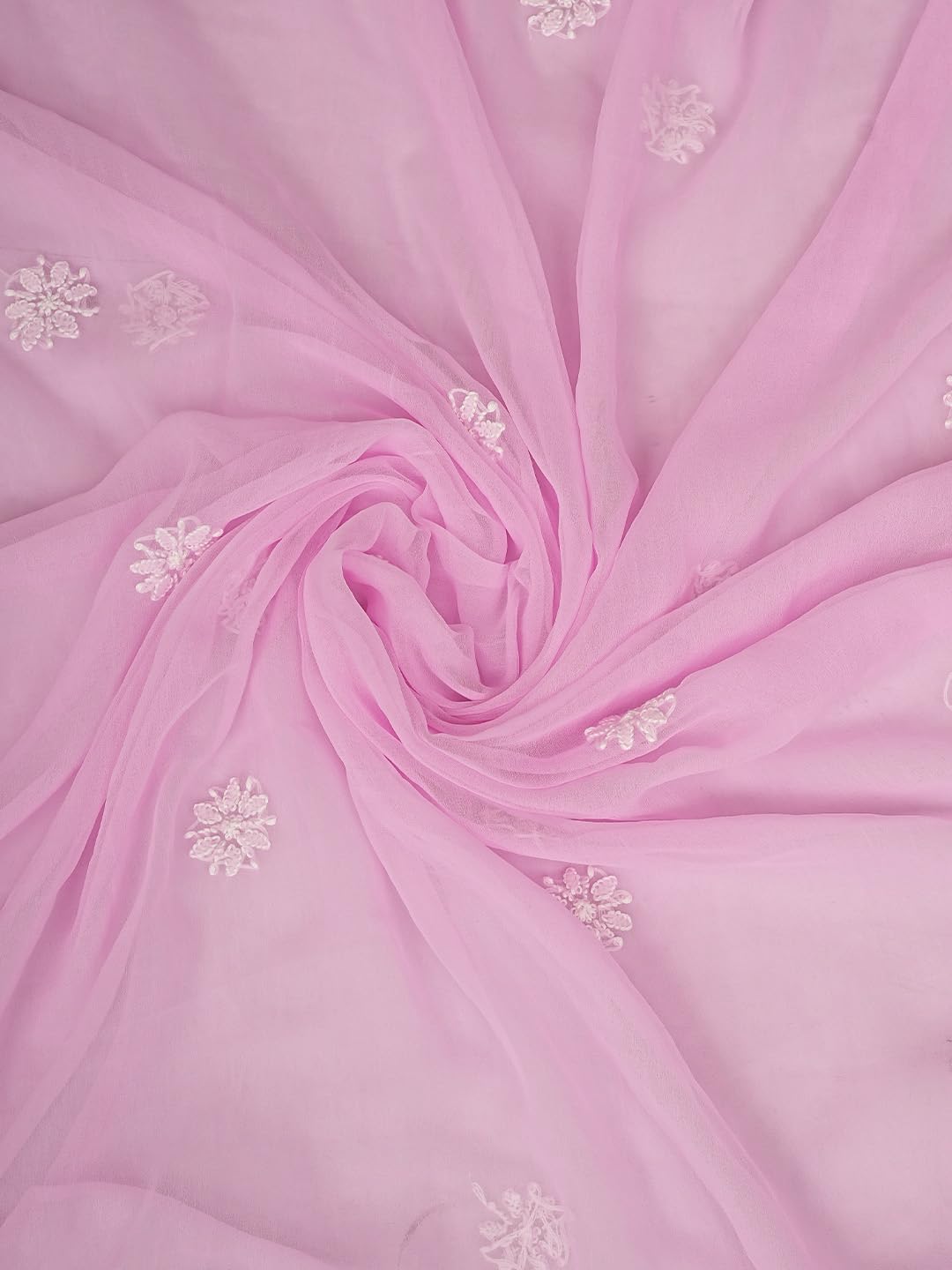 Ada Hand Embroidered Lucknowi Chikankari Unstitched Georgette Dress Material Suit Piece with Dupatta for Women 01A873528 Pink
