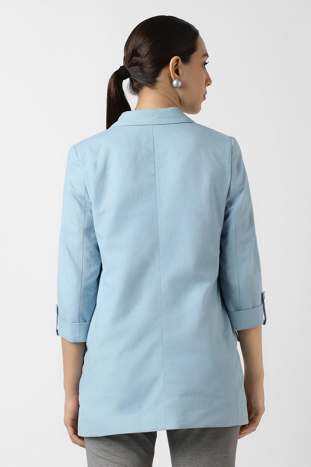 Van Heusen Women's Blazer (VWBZFRGFG19883_Light Blue