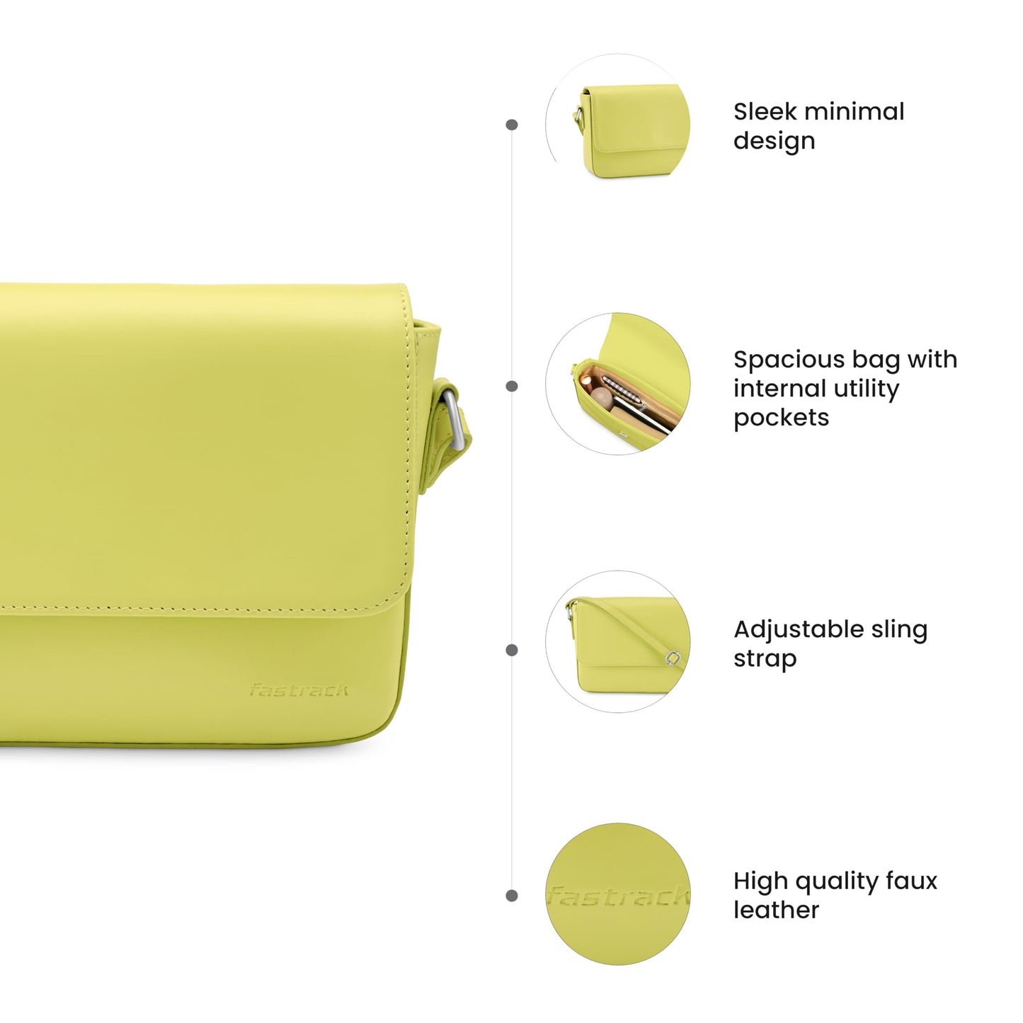 Fastrack Casual Sling Bag for Women | Slings for Casual Carry | Ladies Purse Handbag Celery Green
