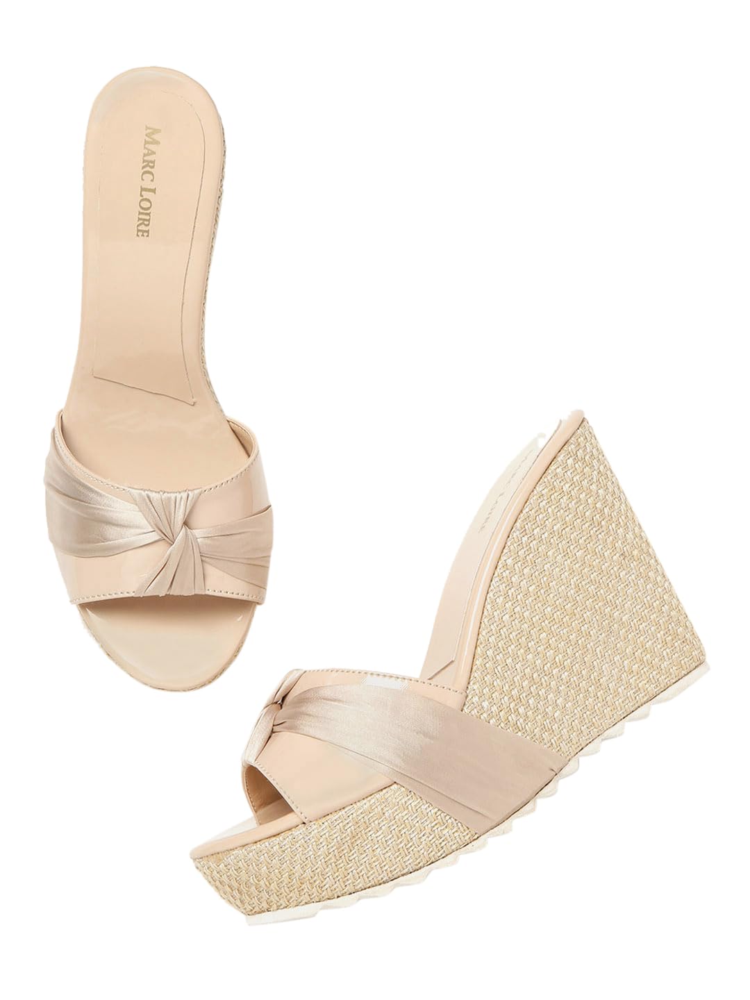 Marc Loire Women's Cream Open Toe High Heel Slip On Wedges Footwear, 3 UK