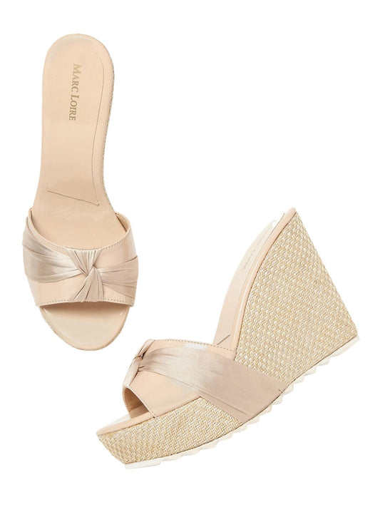 Marc Loire Women's Cream Open Toe High Heel Slip On Wedges Footwear, 3 UK