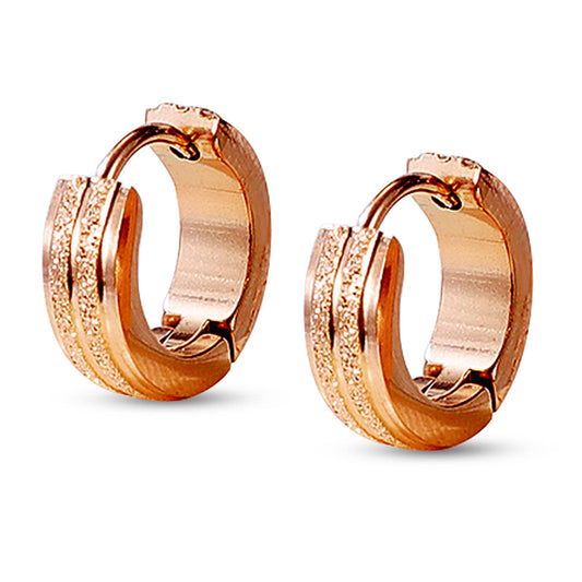 Peora Rose Gold Plated Hoop Huggie Earrings Stylish Design Fashion Jewellery for Men & Women