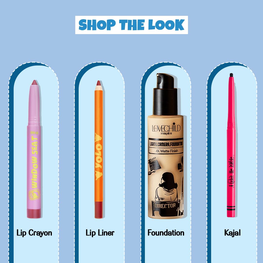 Lovechild Masaba Passport Pucker Lip Liner | Upto 7 hours Long Lasting | Matte Finish | Waterproof | Siesta (Coral), 1.2gm