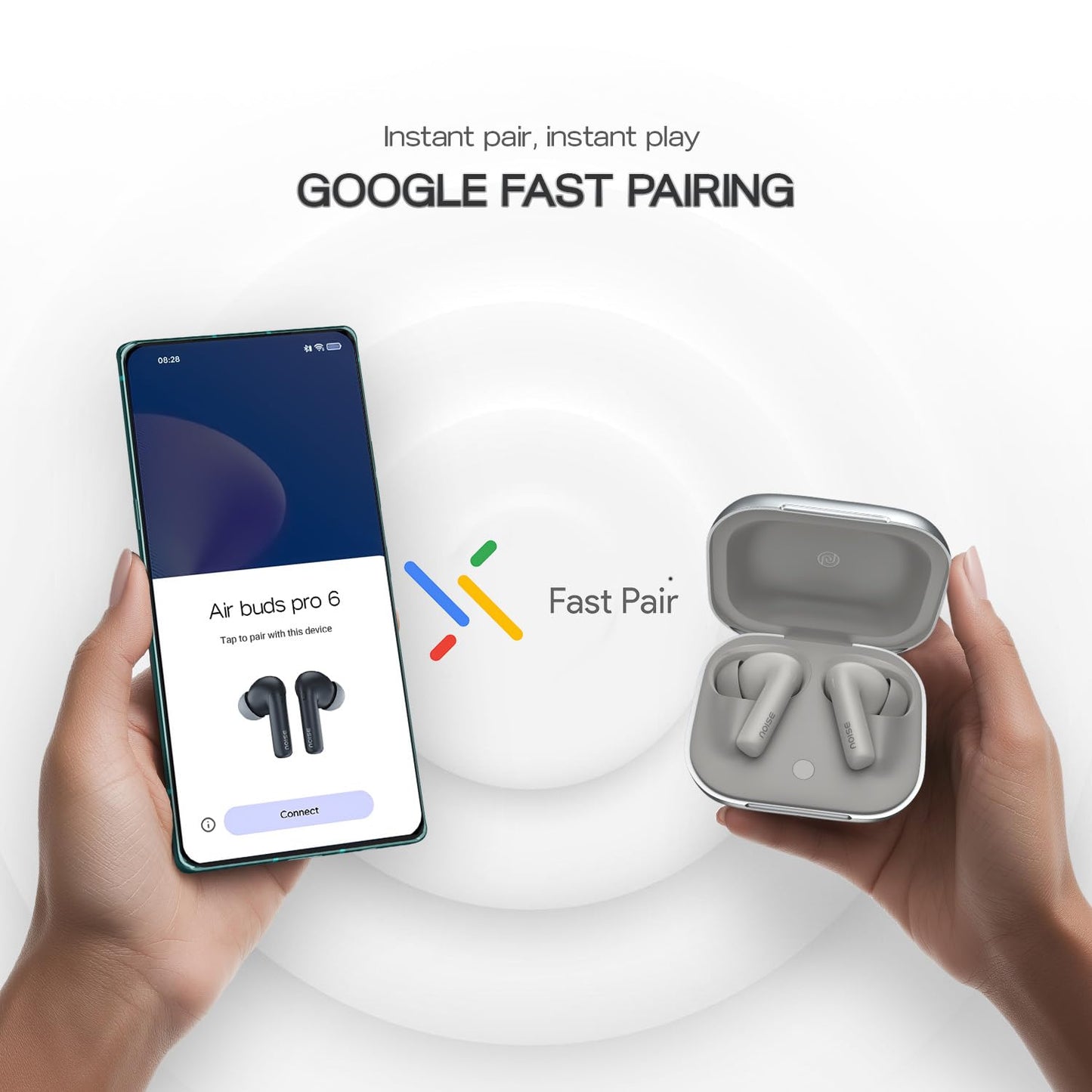 Noise Newly Launched Air Buds Pro 6 in-Ear Truly Wireless Earbuds with Hybrid ANC (up to 49dB), LHDC with 12.4mm Titanium Driver, 50H of Playtime, Google Fast Pair, BT v5.3(Nimbus Grey)