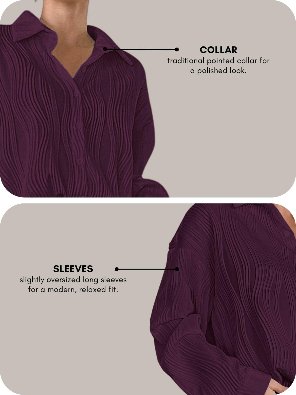 Leriya Fashion Shirts for Women – Korean Style Long Sleeve Oversized Button Down | Plus Size Workwear Top for Office & Casual Wear
