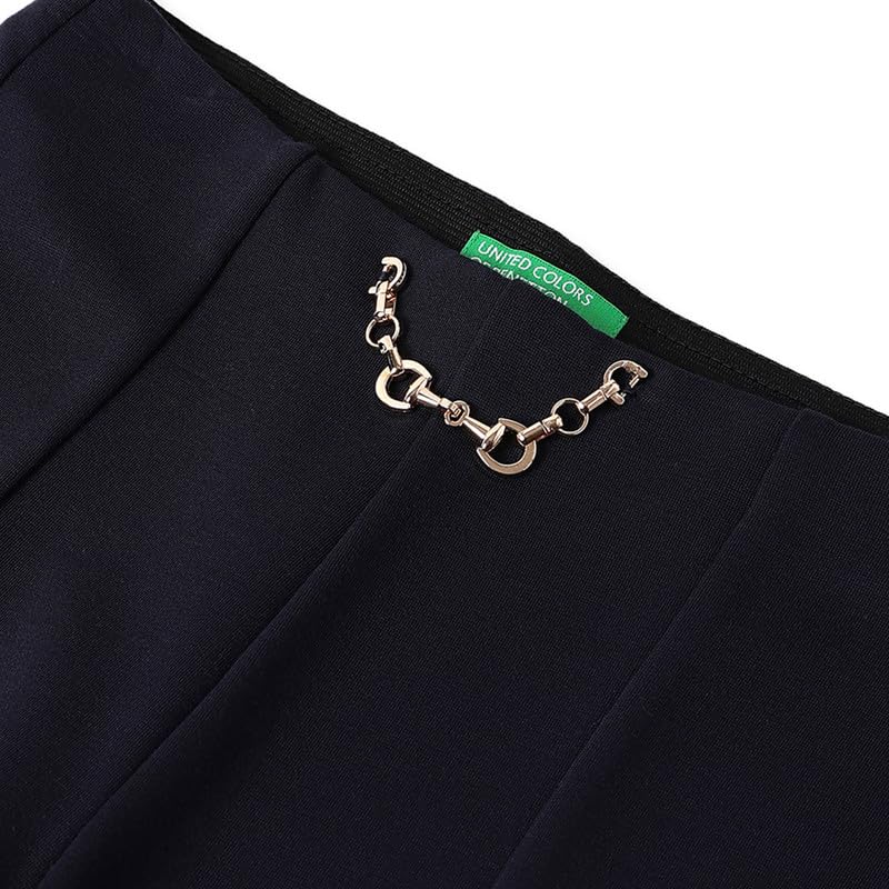 United Colors of Benetton Solid Regular Fit Gold Buckle Trousers
