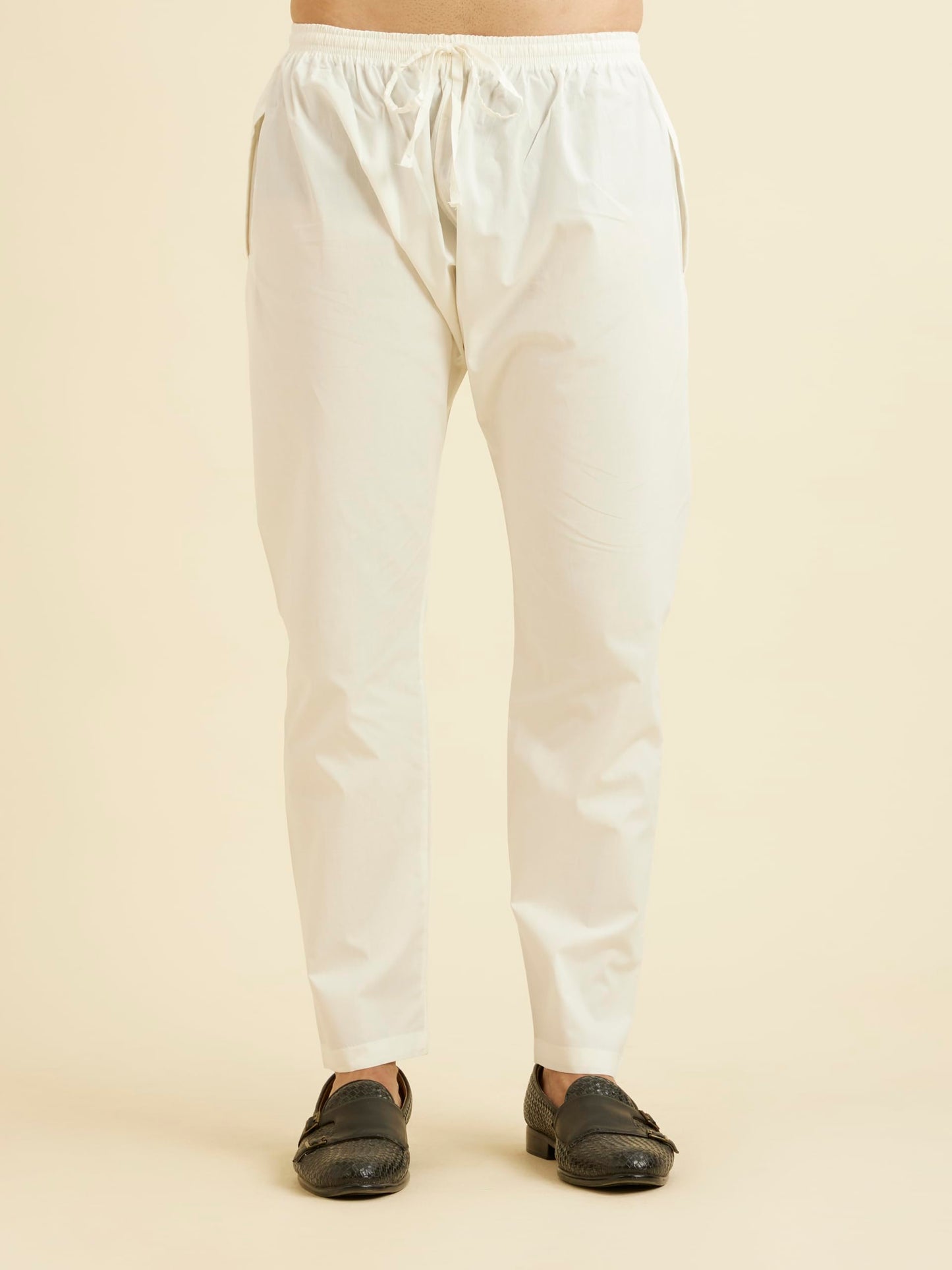 Manyavar Elegant Embroidered Knee Long Full Sleeves Kurta Pyjama Set for Men - (Blue, Large)